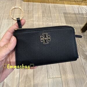 Tory Burch Britten Zip Card Case Pebbled Leather 175815 $150